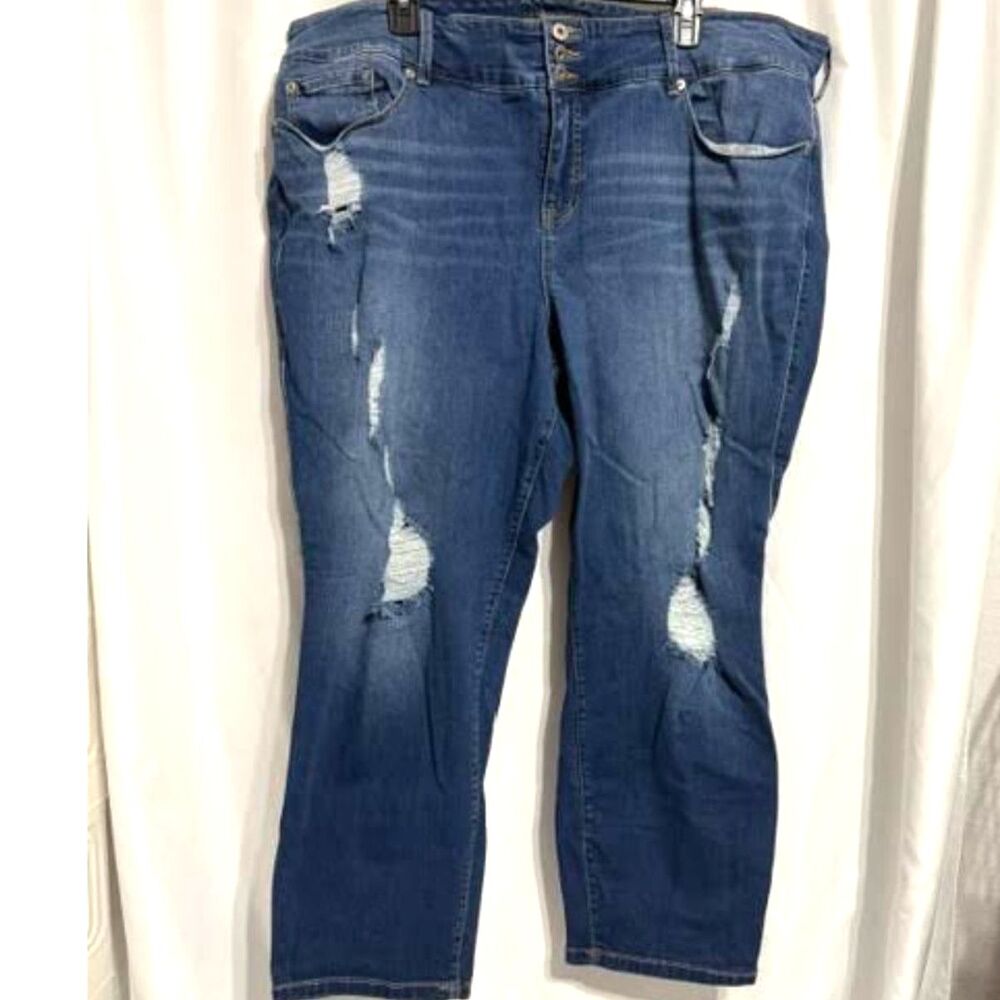 Torrid Jeggings Premium Distressed 3-Button High-Rise Tummy Smoothing- Size 26